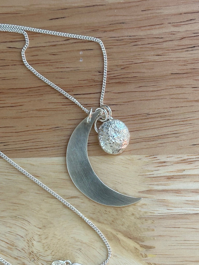 Moon and Pebble Necklace