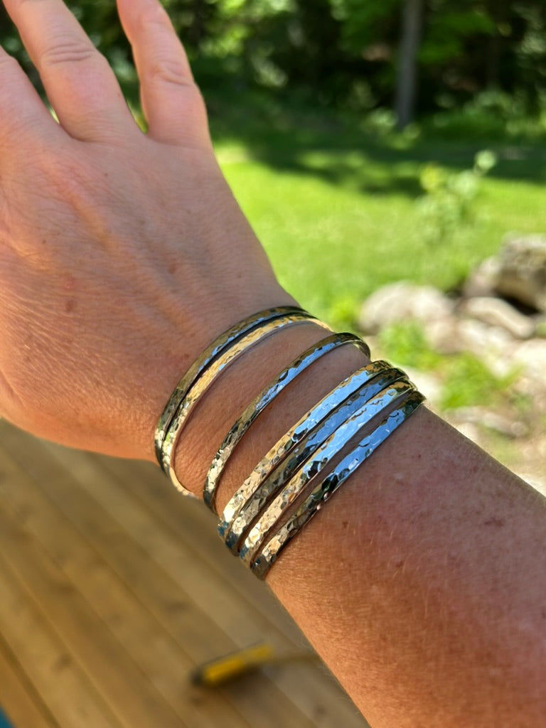 Hammered Bracelet Dark Silver
