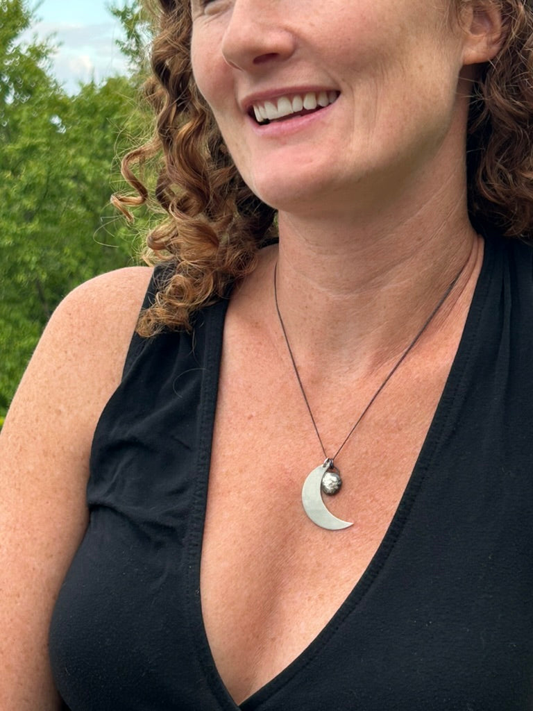 Moon and Pebble Necklace