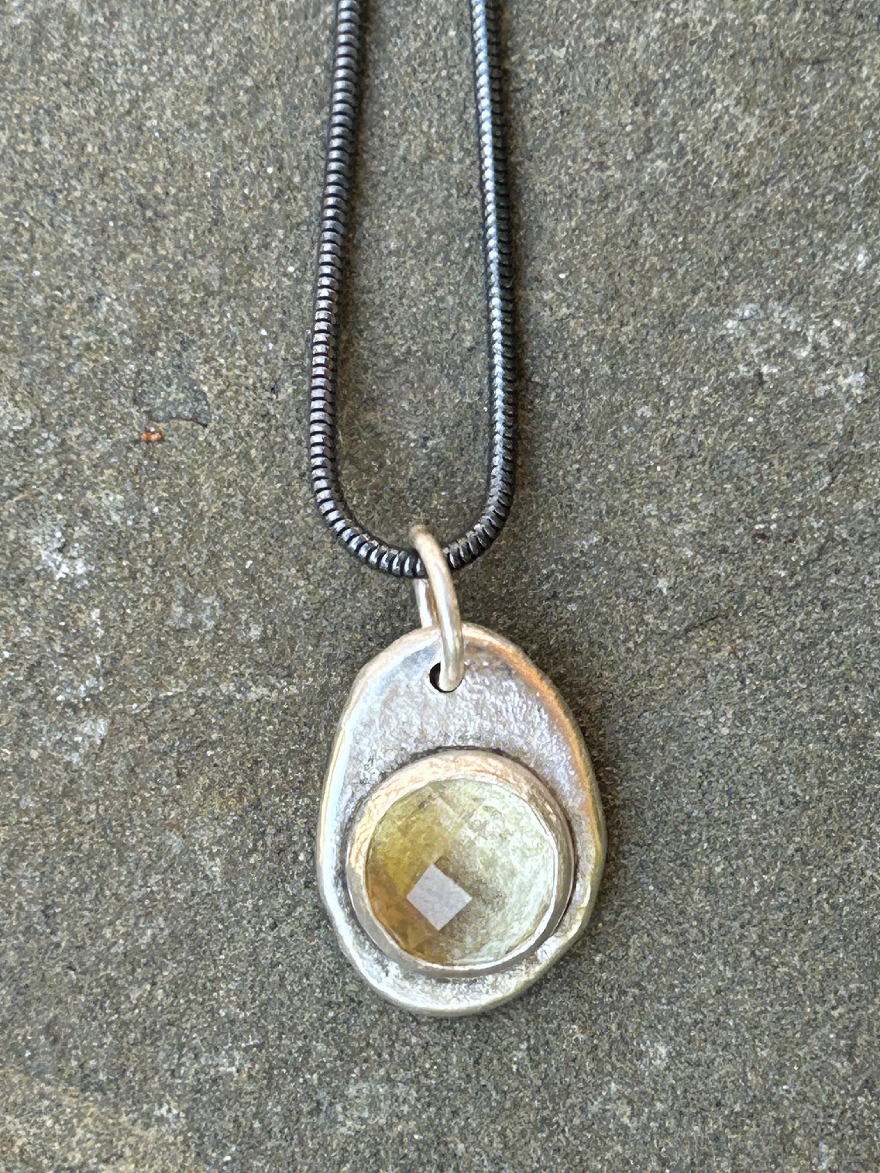 Molten Rose Cut Lemon Quartz Necklace