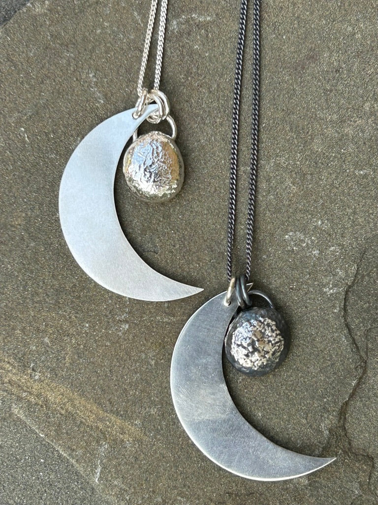 Moon and Pebble Necklace